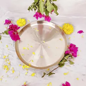 11 Inches Matte Finish Kansa Dinner/Pooja Plate | Durable | Versatile Usage