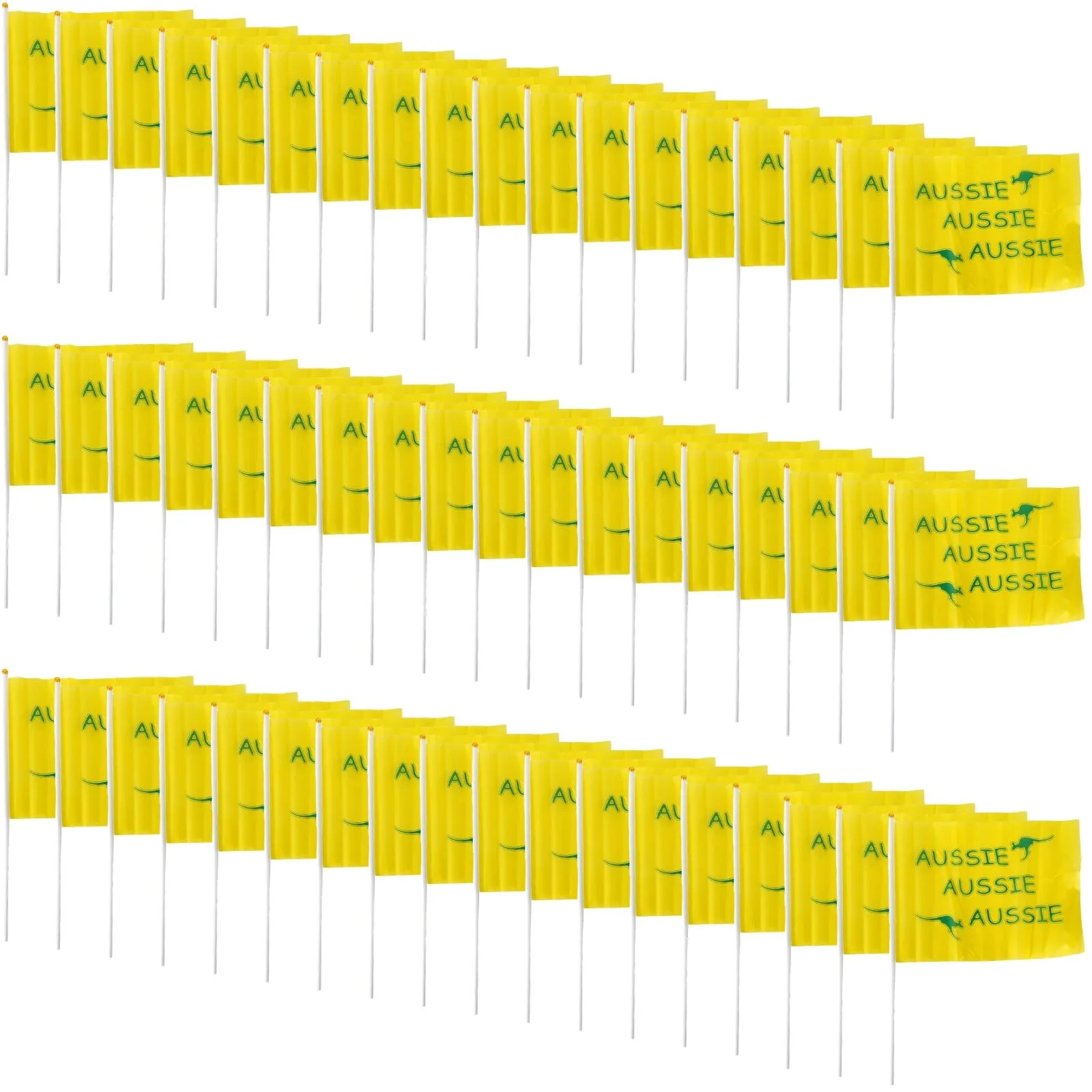 Aussie Hand Flags - 96 Pieces (14x21cm) | Yellow Durable Australian Flag for Events & Celebrations