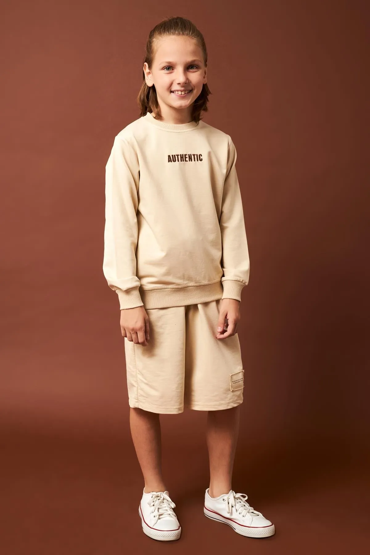 authentic nakiş detayli erkek çocuk sweatshirt