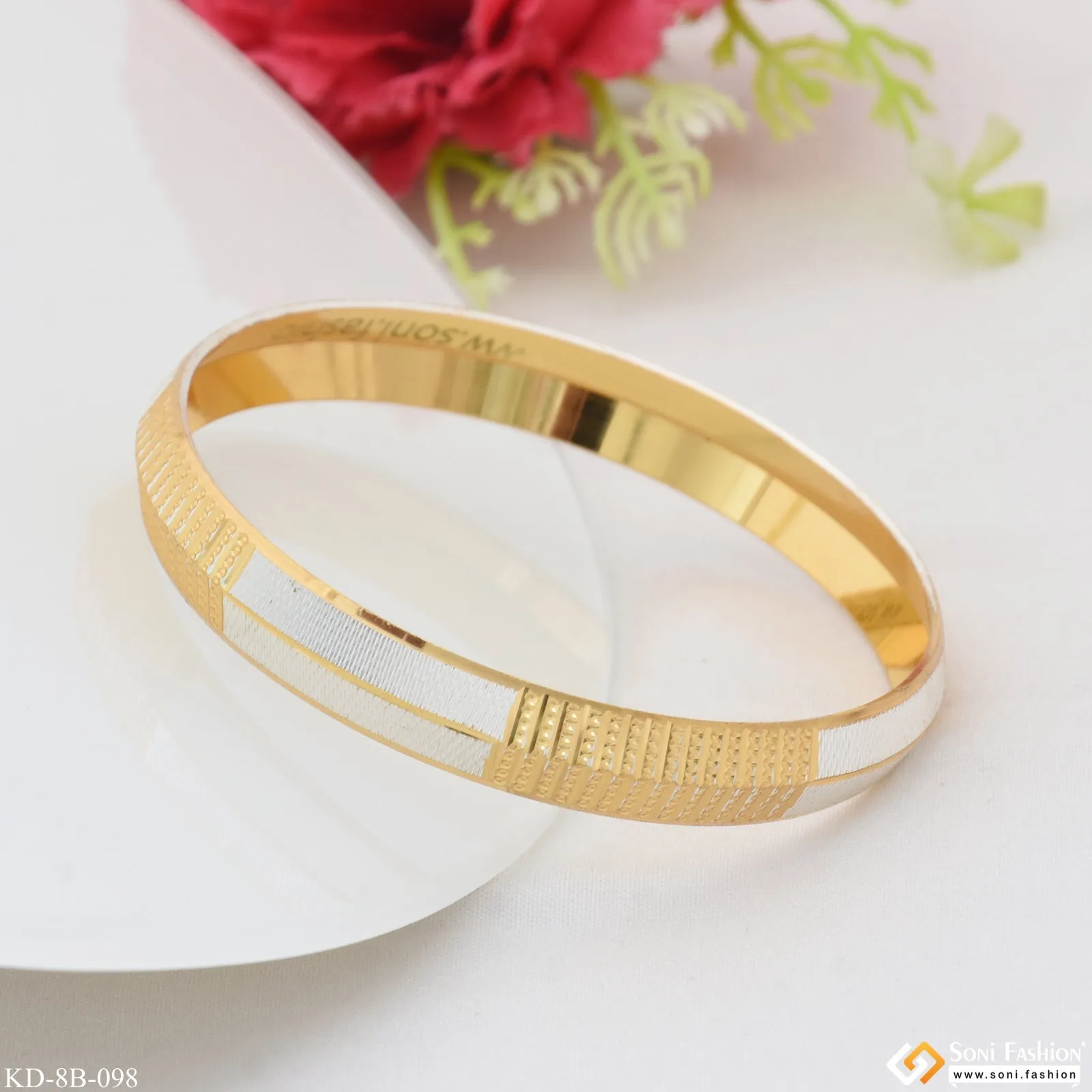 Best Quality Durable Design Gold Plated Punjabi Kada for Men - Style B098