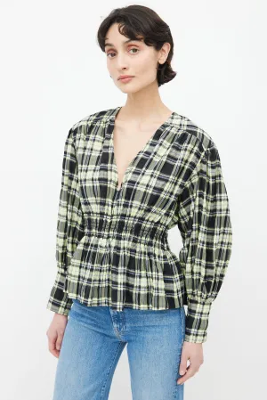 Black & Yellow Plaid Seersucker Blouse