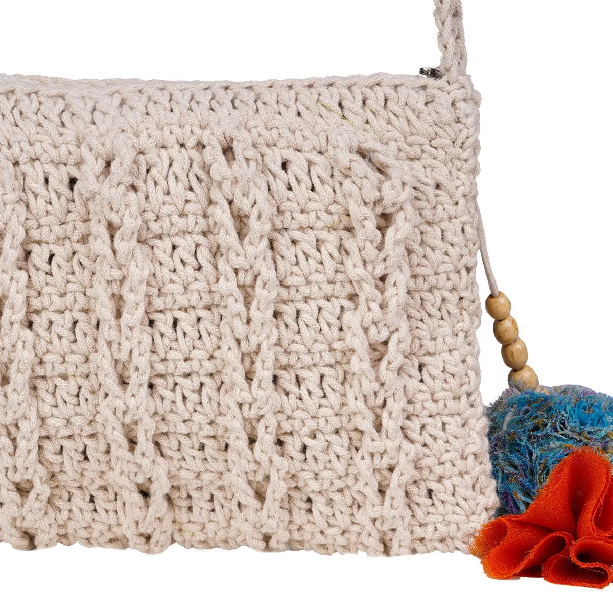 Carry-All Mini Sling Bag | Hand-Crochet | Cotton Yarn | Off White