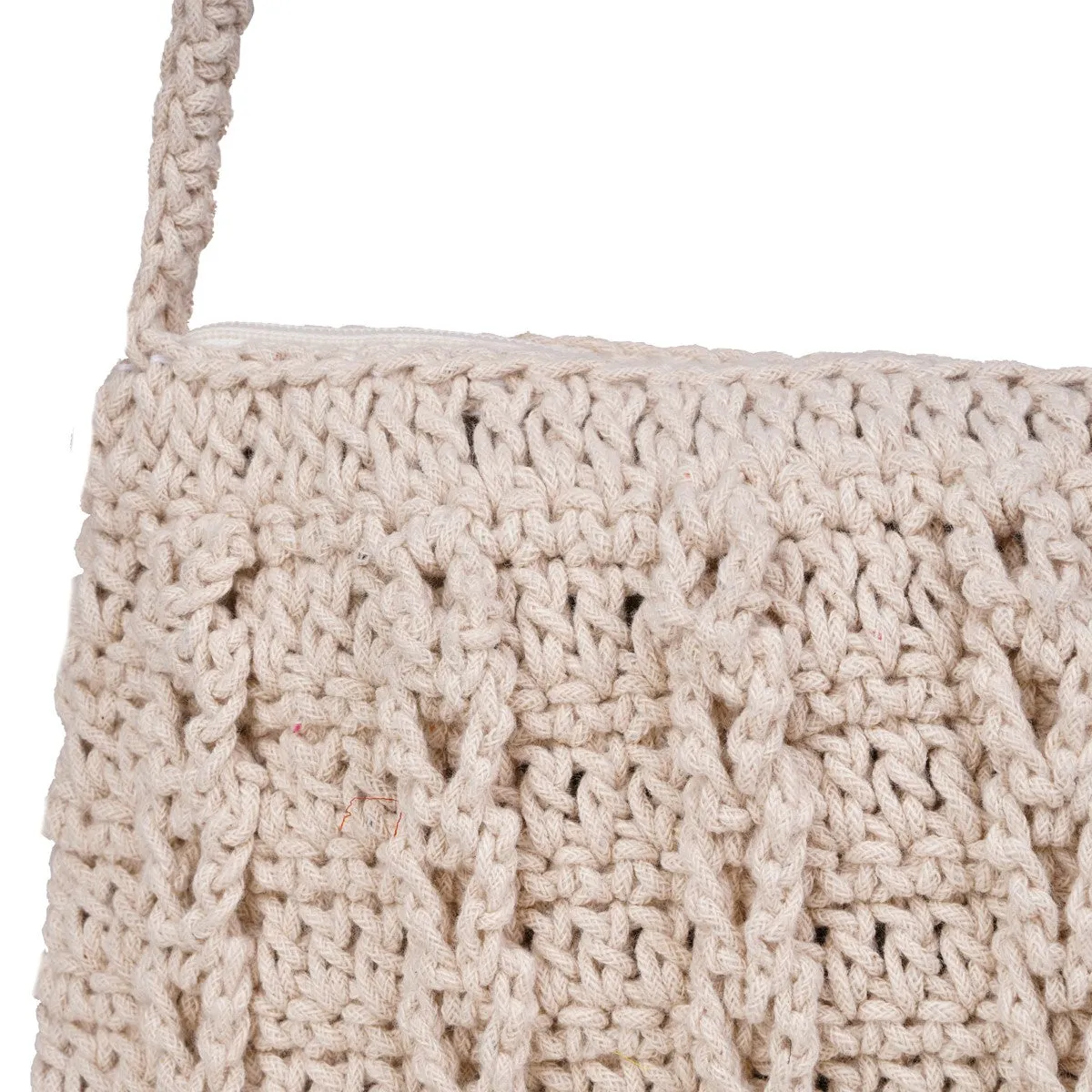 Carry-All Mini Sling Bag | Hand-Crochet | Cotton Yarn | Off White