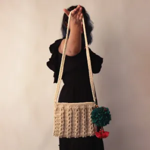 Carry-All Mini Sling Bag | Hand-Crochet | Cotton Yarn | Off White