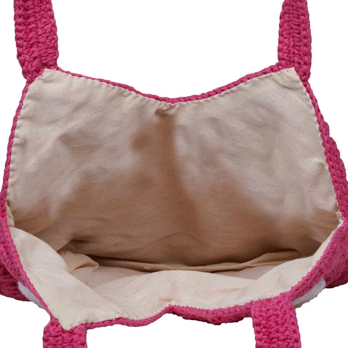 Daisy Floral Tote Bag | Hand-Crochet | Cotton Yarn | Rose Pink