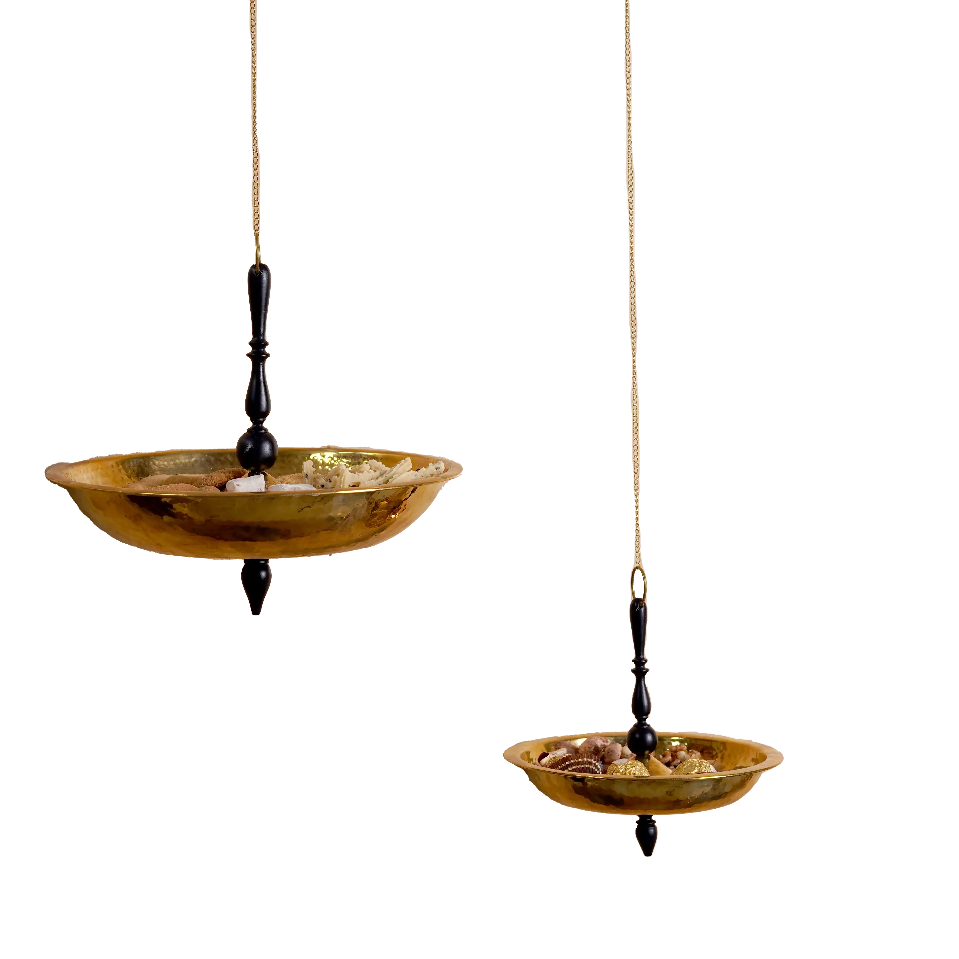 Floating Platter | Festive Decor | Brass & Acacia Wood In Black | Hand-Crafted