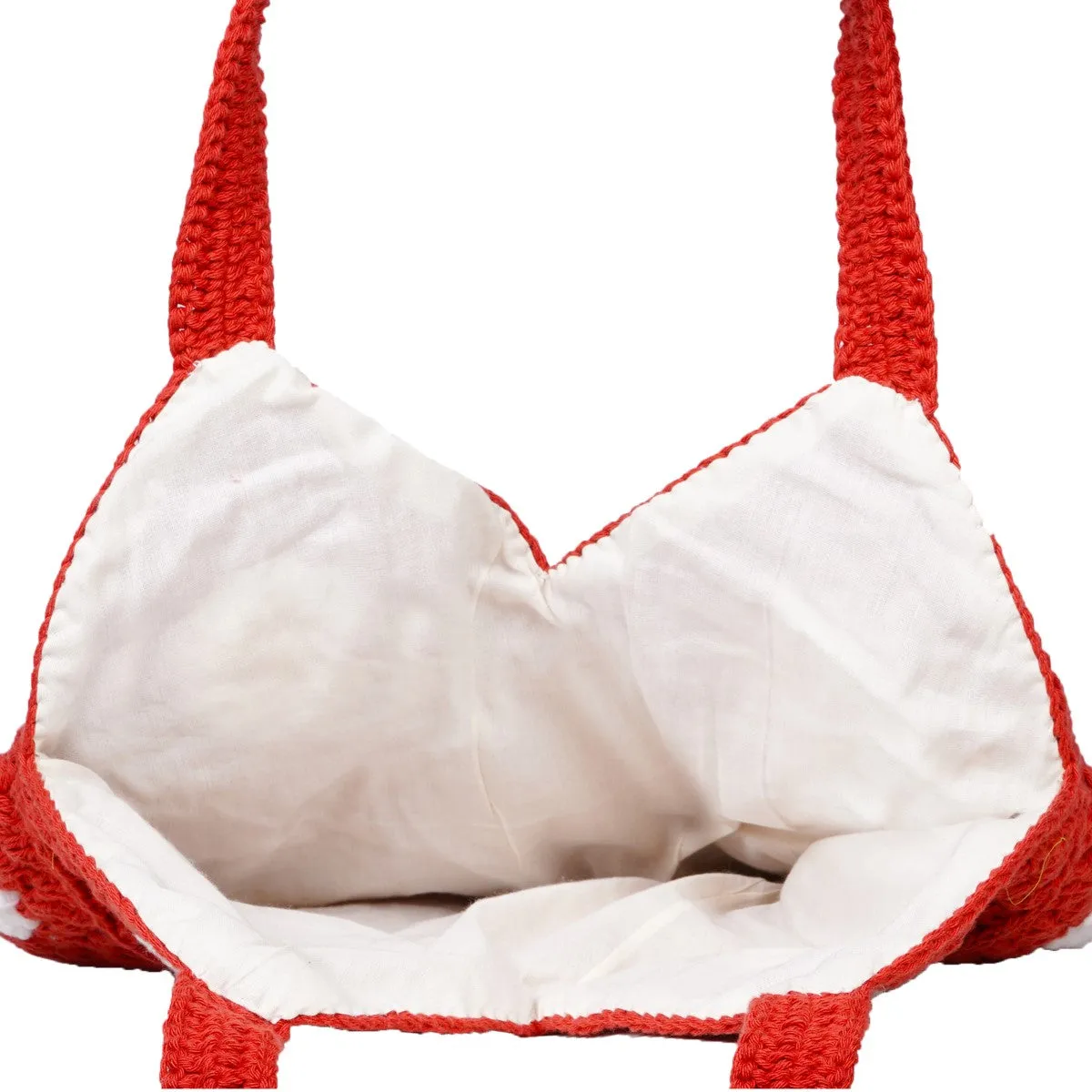 Hand-Crafted Daisy Tote Bag | Hand-Crochet | Cotton Yarn | Red