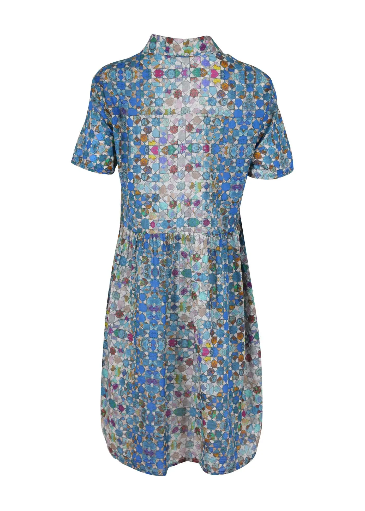 Kaleidoscope Villa Dress Blue in Seersucker