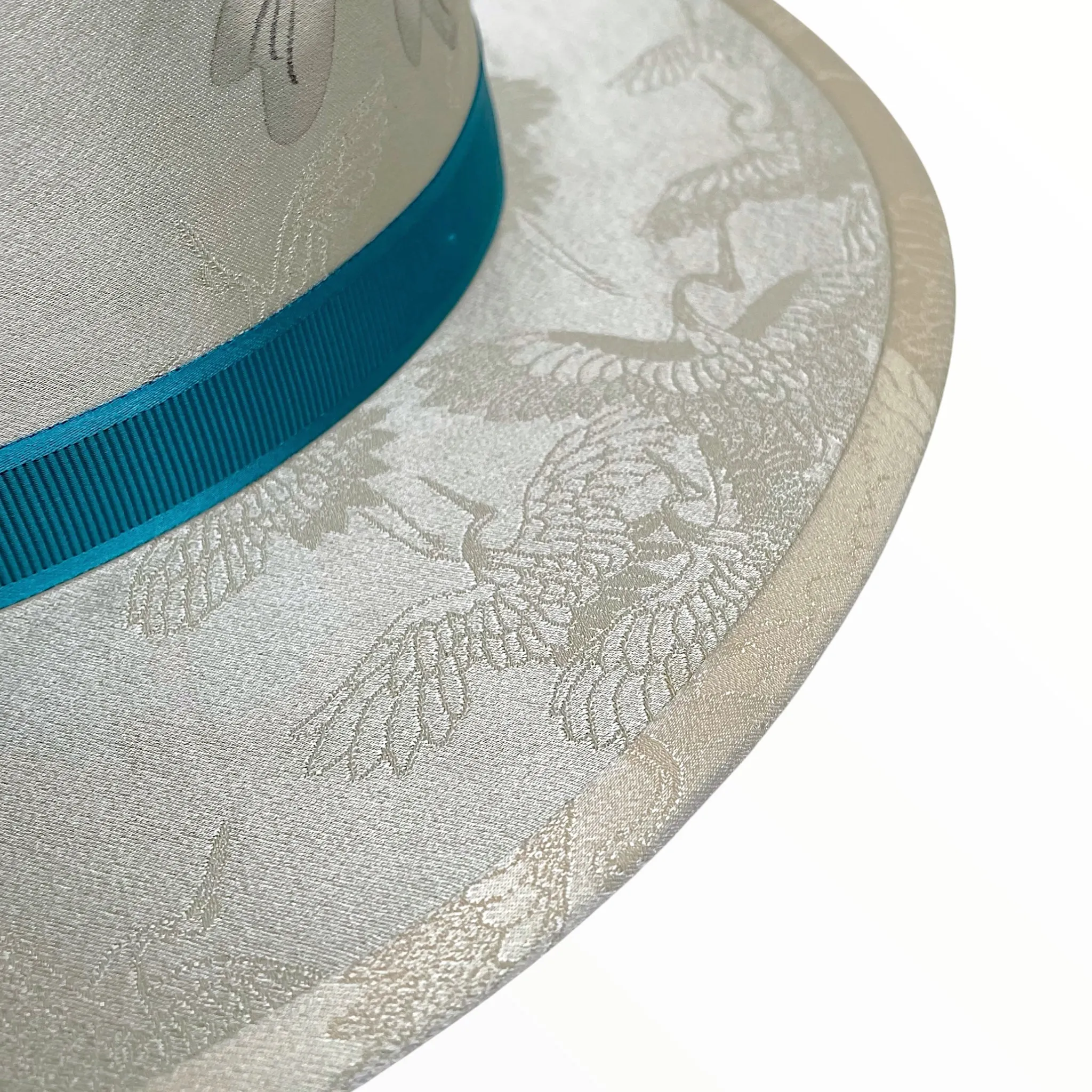 KIMONO HAT, Sumi-e and Woven Cranes, with Box