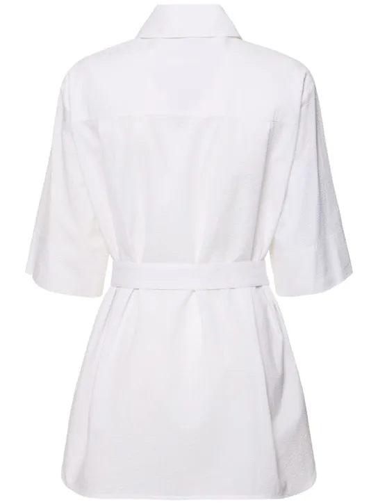 Max Mara   Texas cotton seersucker long shirt 
