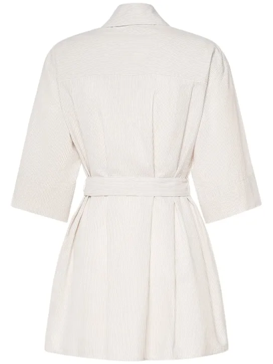 Max Mara   Texas cotton seersucker long shirt 