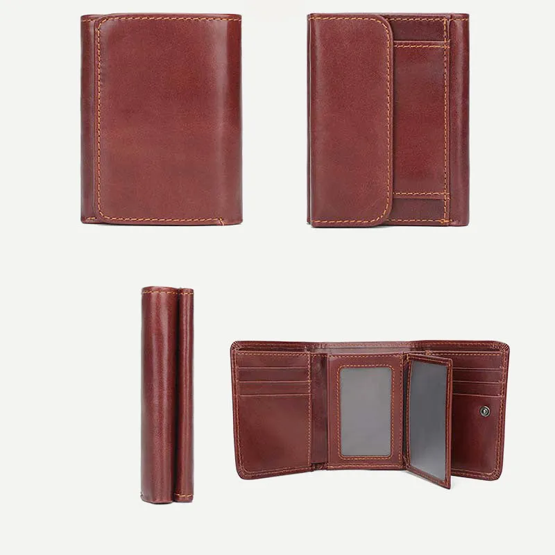 Men's Trifold Durable Wallets RFID Blocking Soft Genuine Leather Wallet