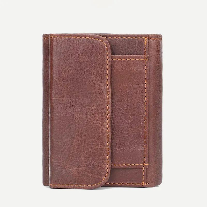 Men's Trifold Durable Wallets RFID Blocking Soft Genuine Leather Wallet