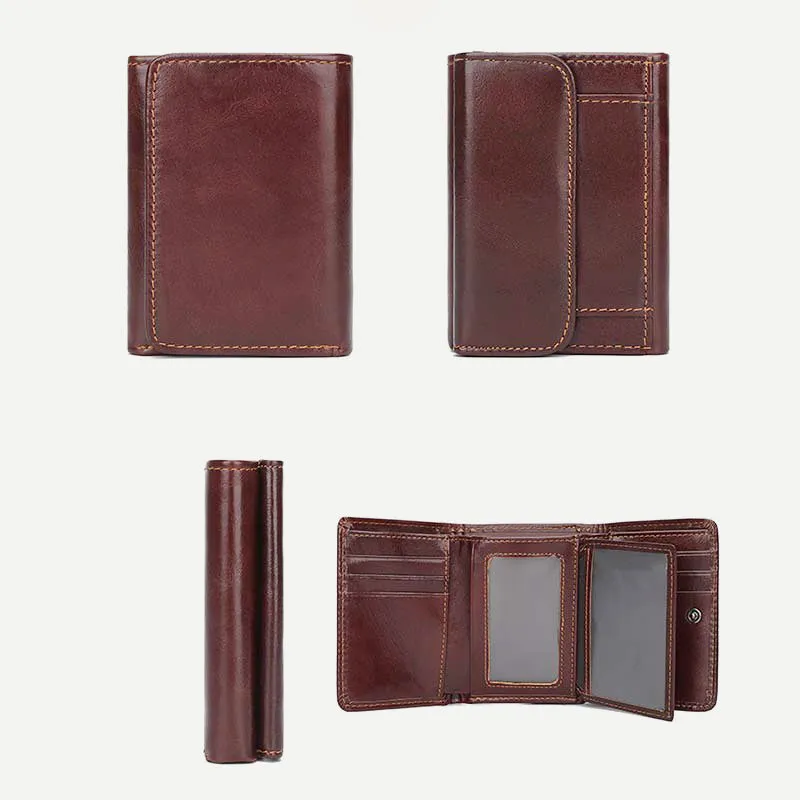 Men's Trifold Durable Wallets RFID Blocking Soft Genuine Leather Wallet