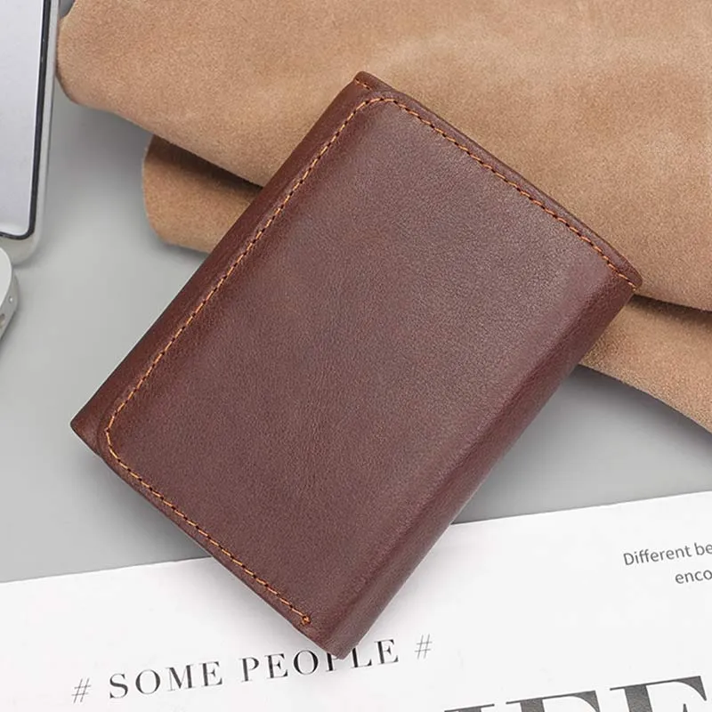 Men's Trifold Durable Wallets RFID Blocking Soft Genuine Leather Wallet