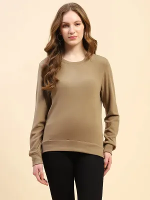 Mud Brown Solid Eco Silk Blend Ultra Soft Sweatshirt