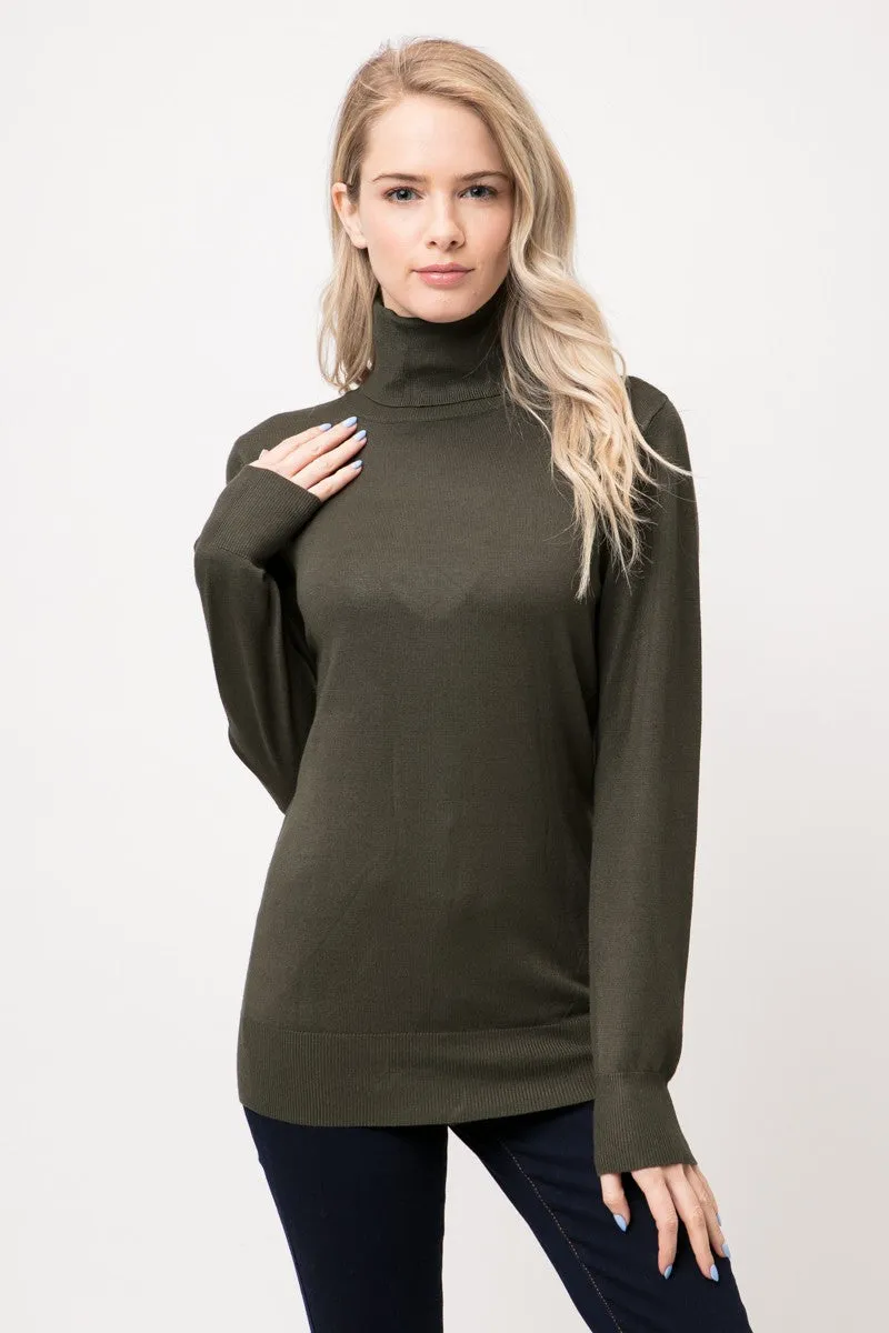 Olive Long Sleeve Turtleneck Sweater