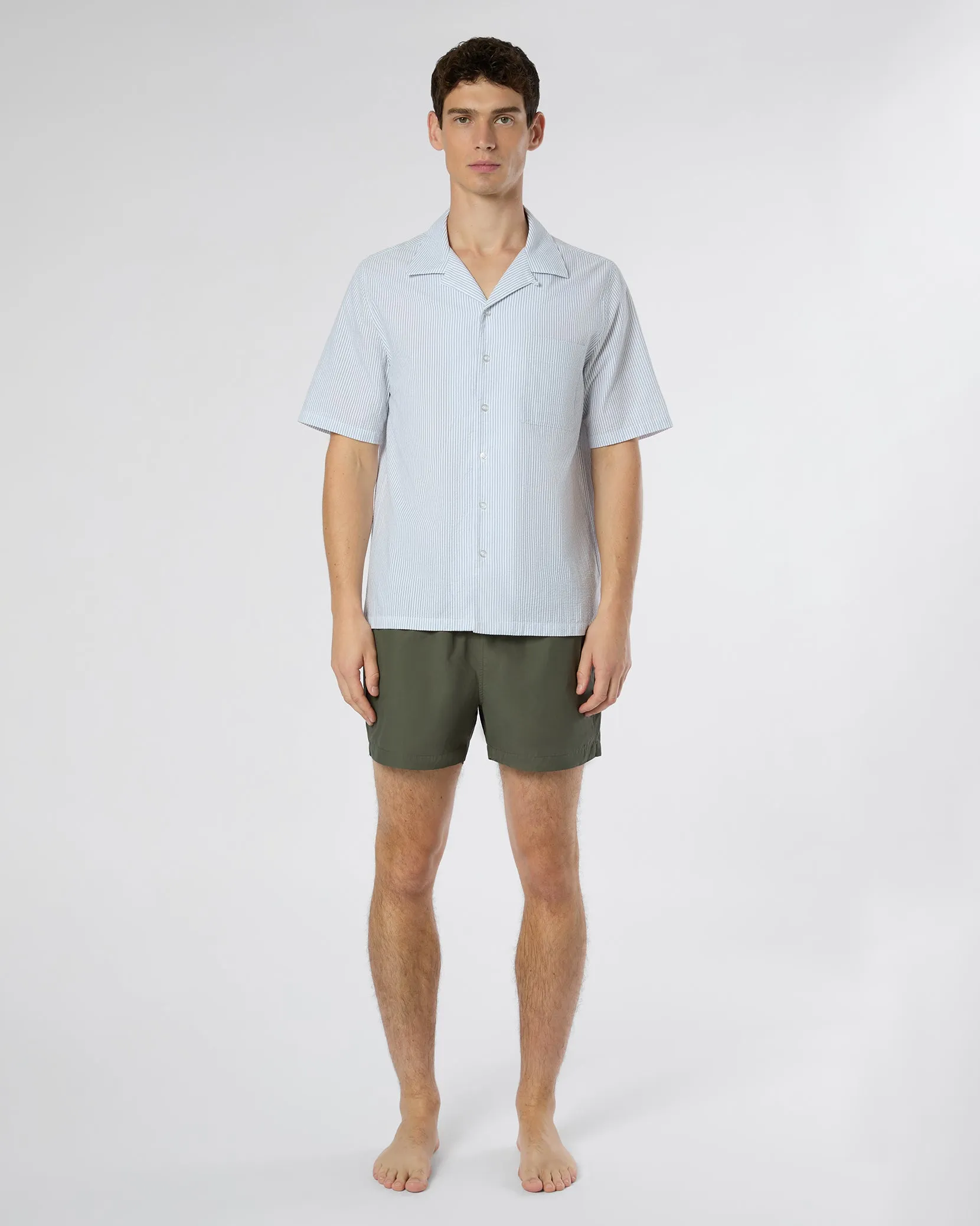 Poplin Seersucker Convertible Vacation Shirt