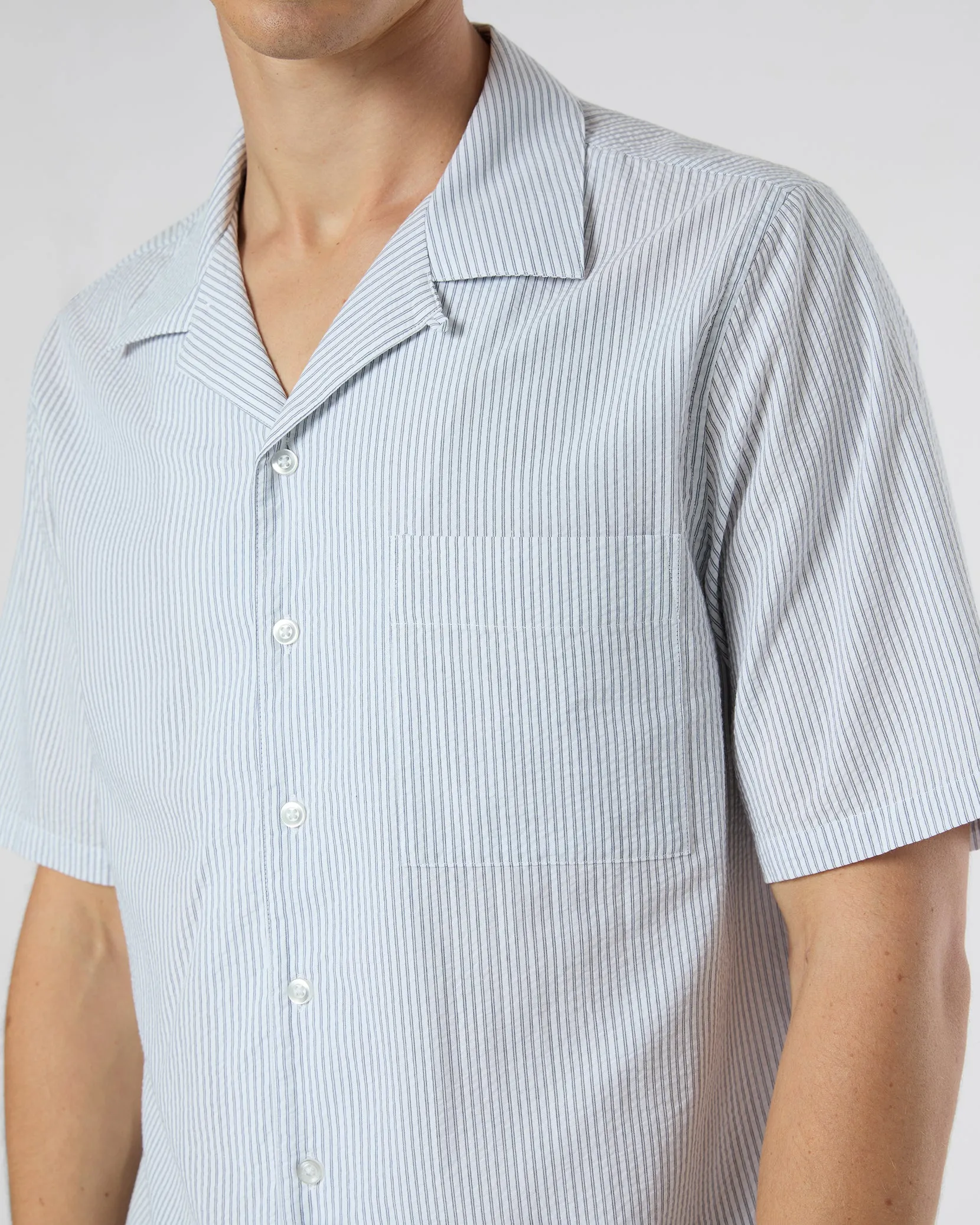 Poplin Seersucker Convertible Vacation Shirt