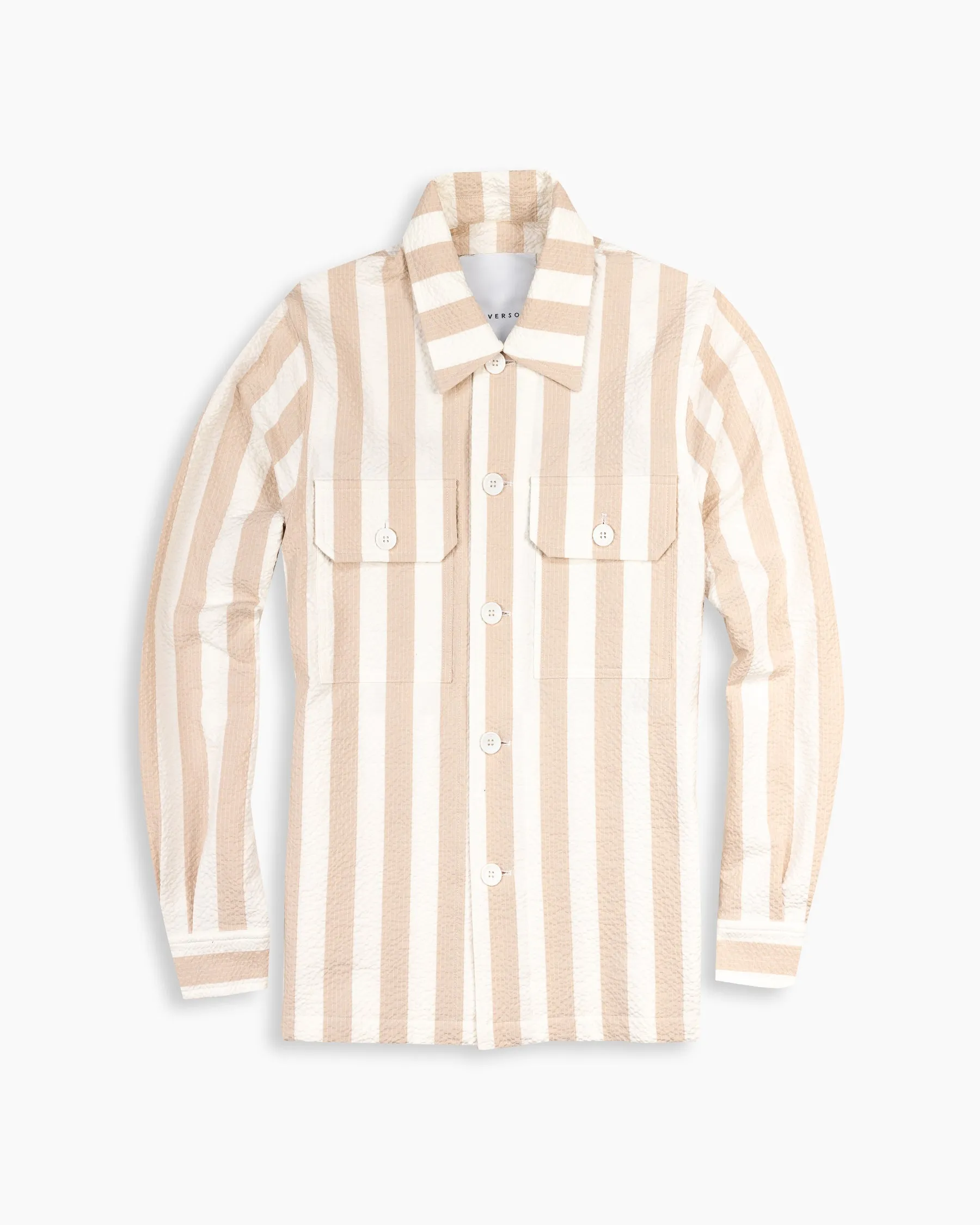 Sand Stripe Seersucker Overshirt