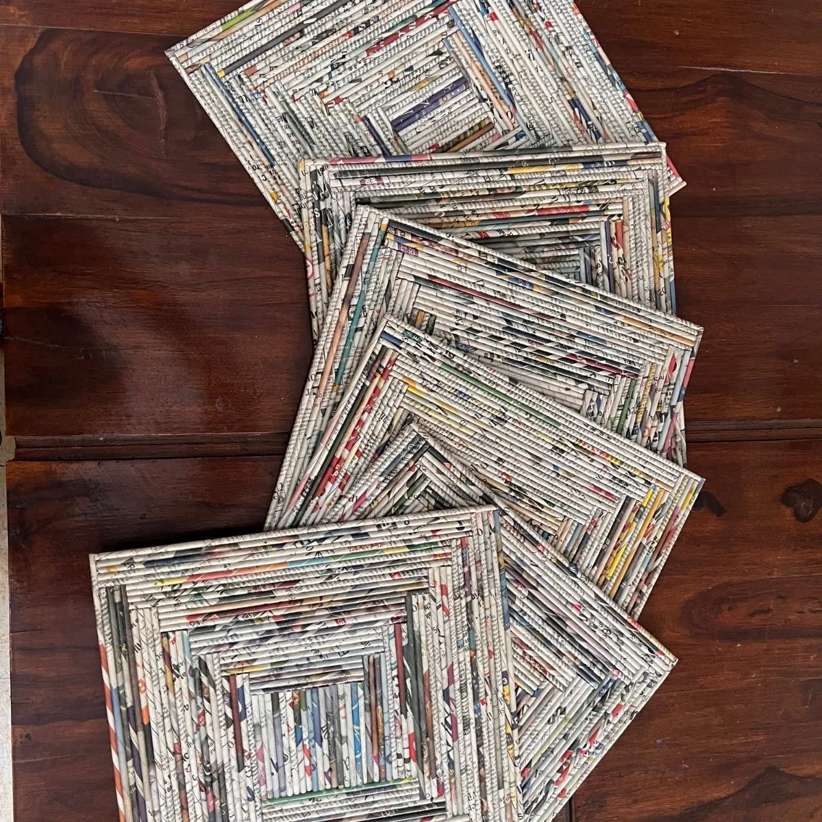 Square Quarter Place Mats | Hand Crafted | Artistic & Durable | Set of 6
