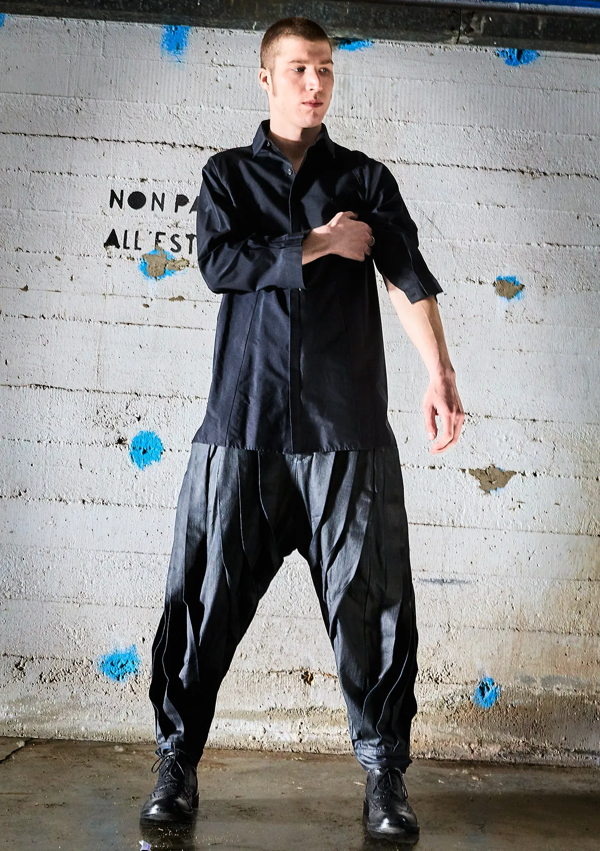 Stylish Twisted Pleats Trousers for Men  Black