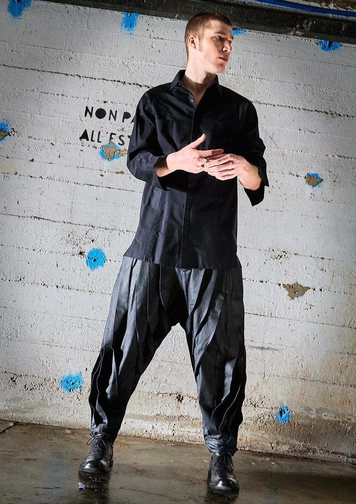 Stylish Twisted Pleats Trousers for Men  Black