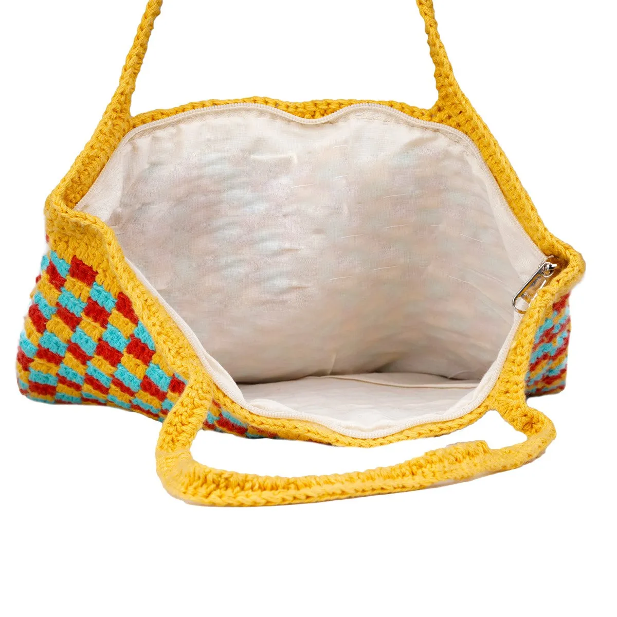 ‎The Checkered Board Hand Bag | Hand-Crochet | Mustard Yellow