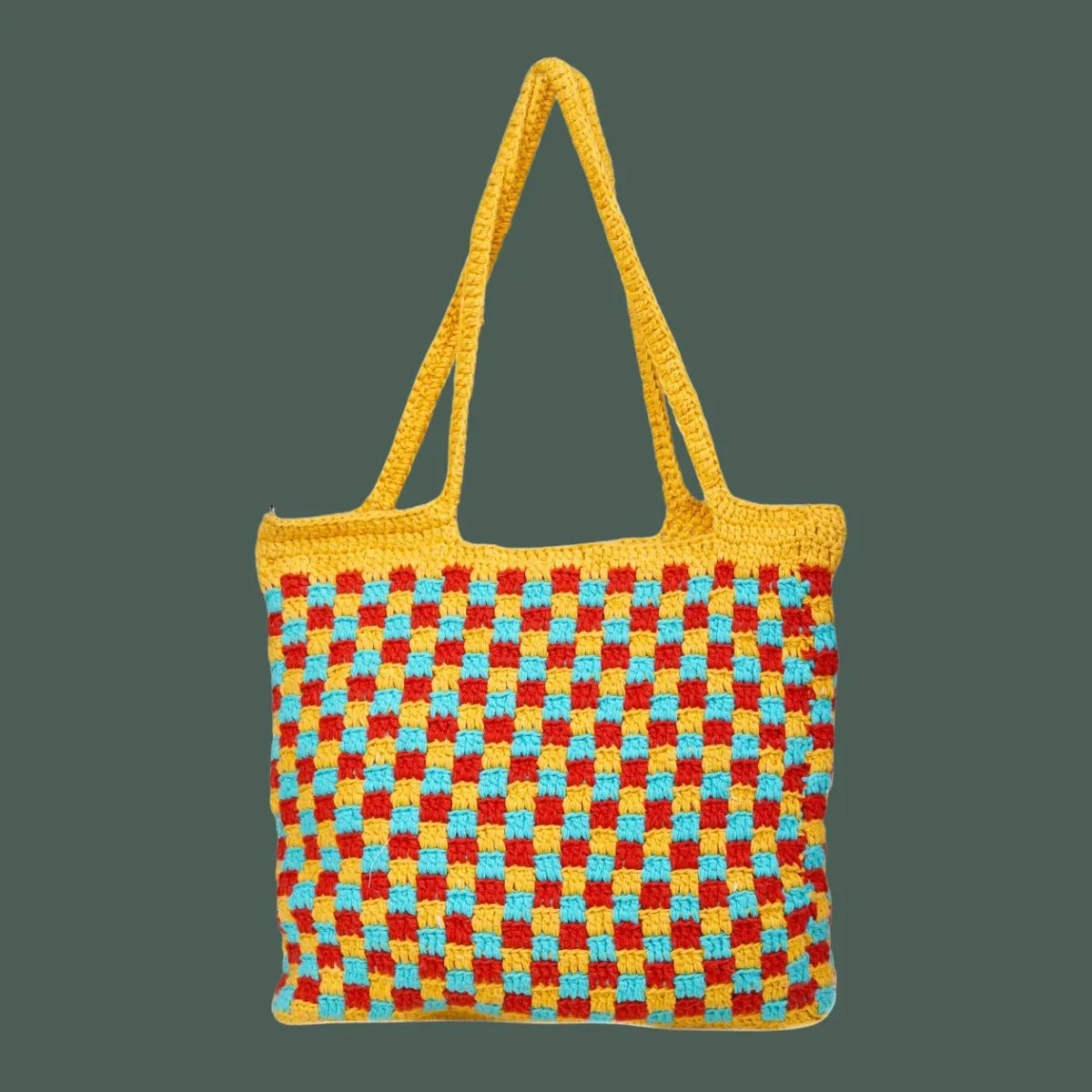 ‎The Checkered Board Hand Bag | Hand-Crochet | Mustard Yellow