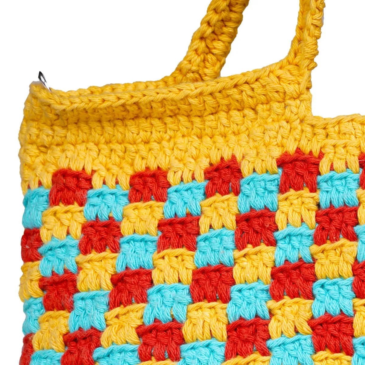 ‎The Checkered Board Hand Bag | Hand-Crochet | Mustard Yellow