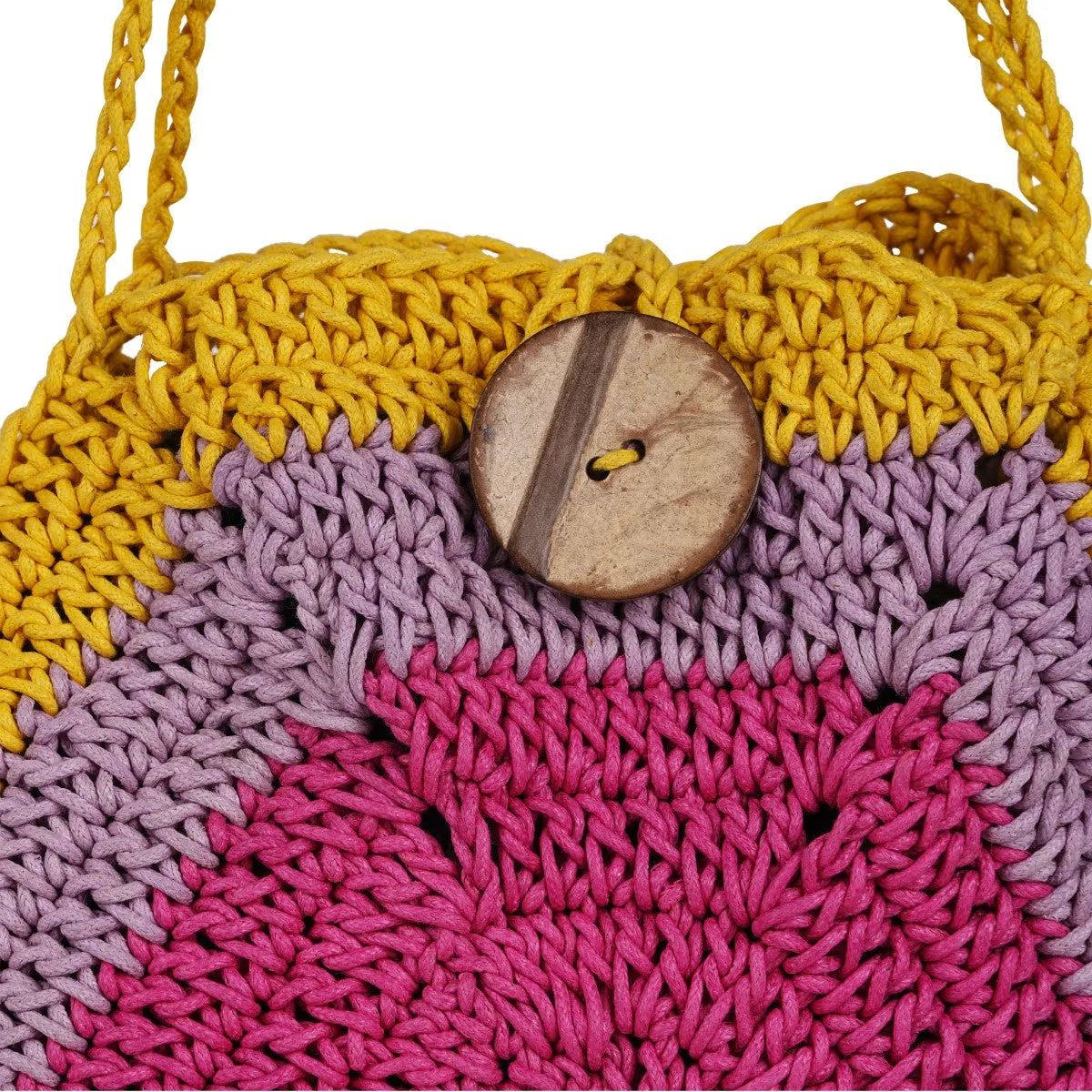 The Pentagon Mini Sling Bag | Hand-Crochet | Cotton | Multi-Colour