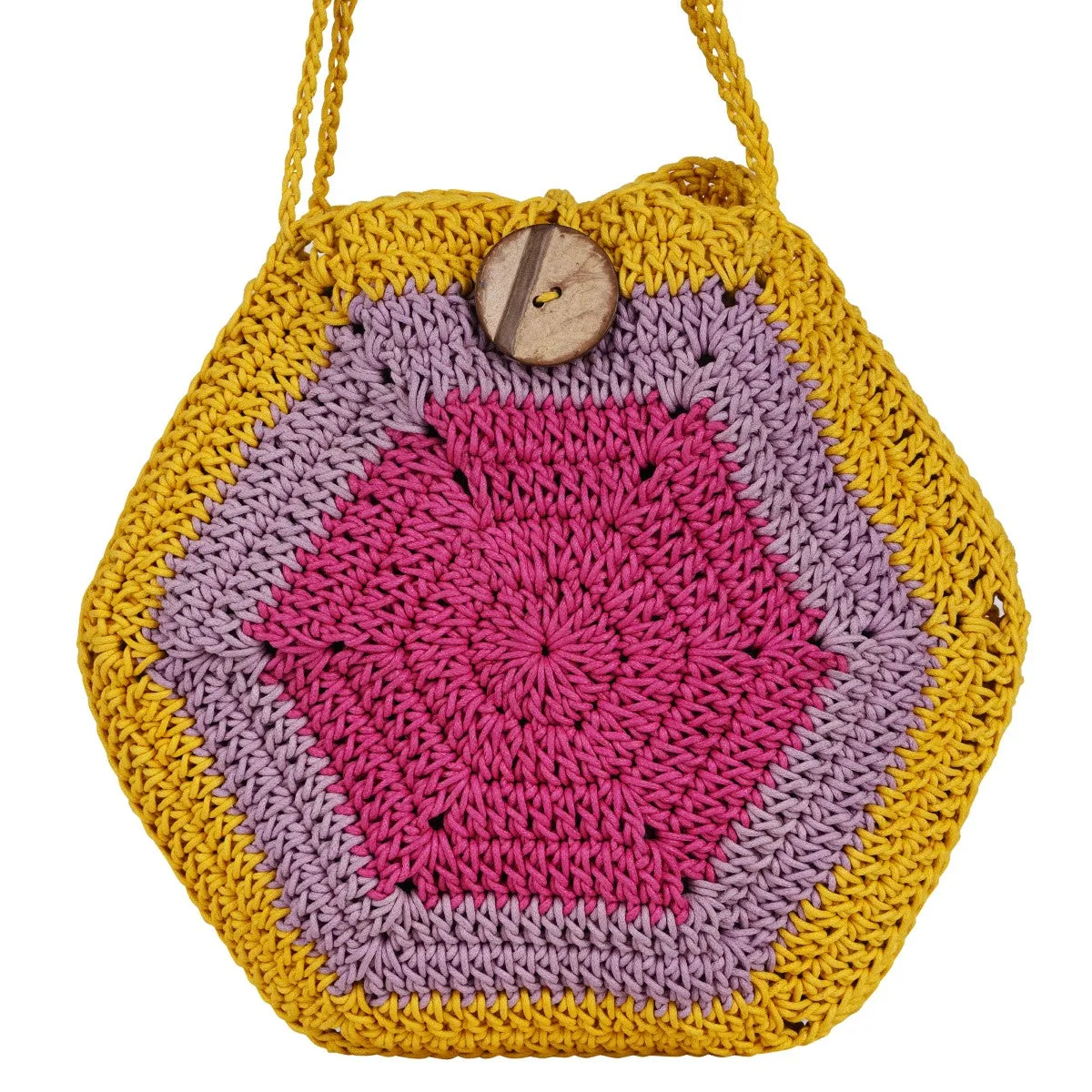 The Pentagon Mini Sling Bag | Hand-Crochet | Cotton | Multi-Colour