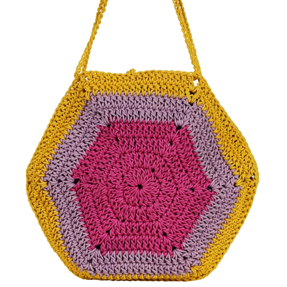 The Pentagon Mini Sling Bag | Hand-Crochet | Cotton | Multi-Colour