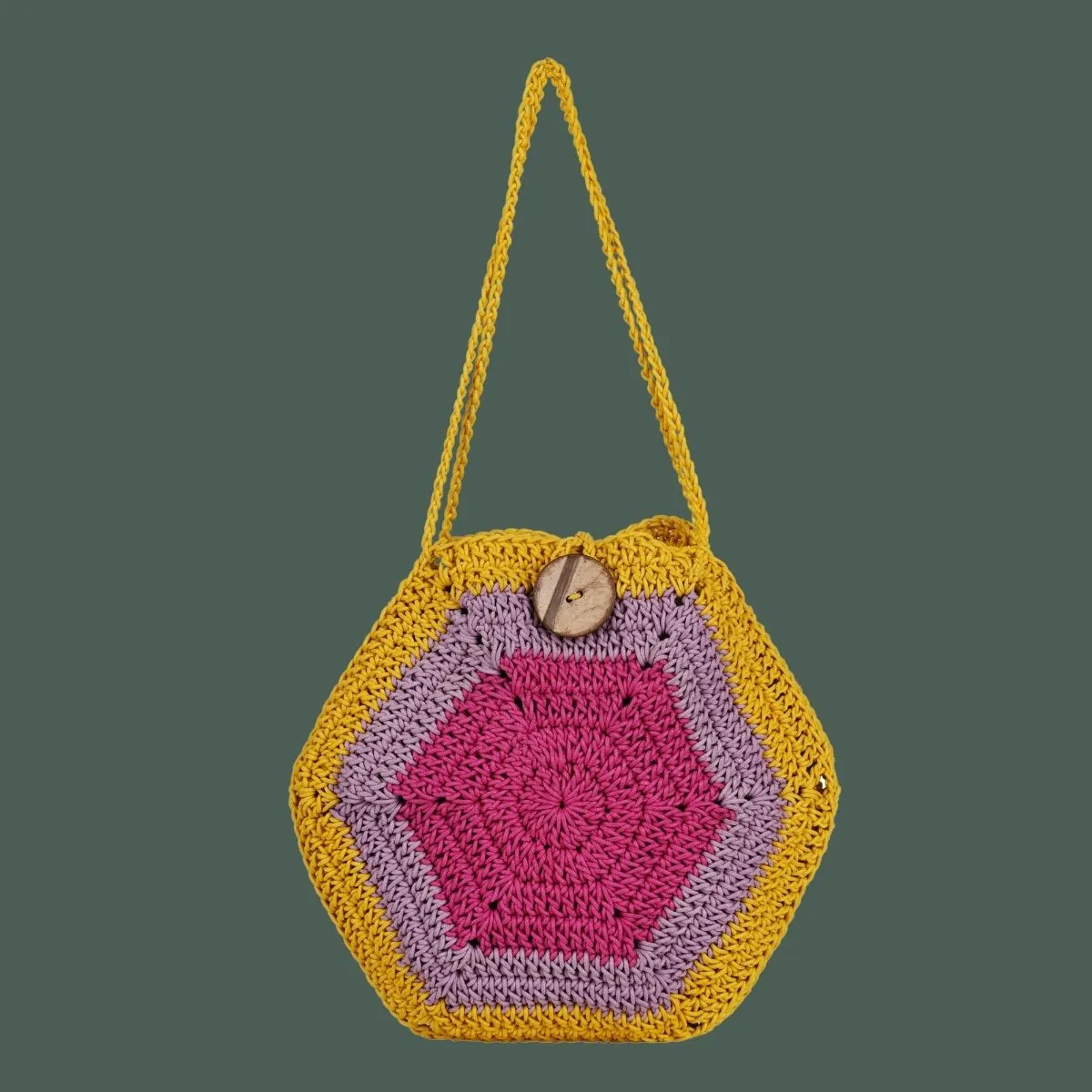 The Pentagon Mini Sling Bag | Hand-Crochet | Cotton | Multi-Colour